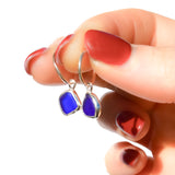 Blue Sea Glass Hoops