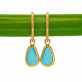 Blue Sea Glass Hoops - Gold Vermeil