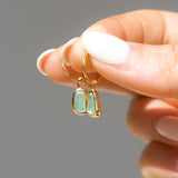 Green Sea Glass Hoops - Gold Vermeil