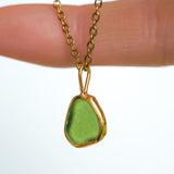 Green Sea Glass Necklace - Gold Vermeil