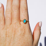 Blue Sea Glass, Gold Vermeil - Size P