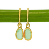 Green Sea Glass Hoops - Gold Vermeil