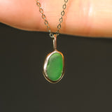 Green Sea Glass Necklace - Gold Vermeil