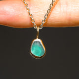 Green Sea Glass Necklace - Gold Vermeil