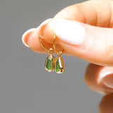 Green Sea Glass Hoops - Gold Vermeil