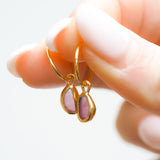 Pink Sea Glass Hoops - Gold Vermeil