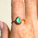 Green Sea Glass, Gold Vermeil - Size S