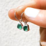 Green Sea Glass Hoops