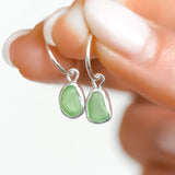 Green Sea Glass Hoops