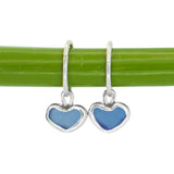 Blue Sea Glass Heart Hoops