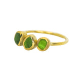 Green Sea Glass, Gold Vermeil - Size T