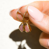 Pink Sea Glass Hoops - Gold Vermeil
