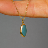 Blue Sea Glass Necklace - Gold Vermeil