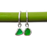 Green Sea Glass Hoops