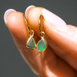 Green Sea Glass Hoops - Gold Vermeil