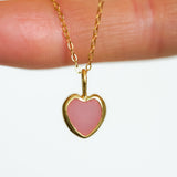 Pink Sea Glass Heart Necklace, Gold Vermeil