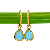 Blue Sea Glass Hoops - Gold Vermeil
