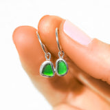 Green Sea Glass Hoops