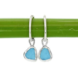 Blue Sea Glass Hoops