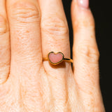 Pink Sea Glass Heart, Gold Vermeil - Size N