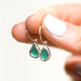 Green Sea Glass Hoops