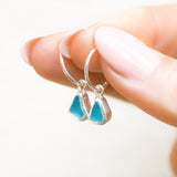 Blue Sea Glass Hoops