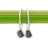 Purple Sea Glass Hoops