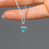 Blue Sea Glass Heart Necklace