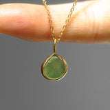 Green Sea Glass Necklace - Gold Vermeil