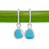 Blue Sea Glass Hoops