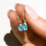 Blue Sea Glass Hoops