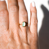 Green Sea Glass, Gold Vermeil - Size N