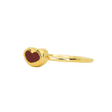 Red Sea Glass Heart, Gold Vermeil - Size R