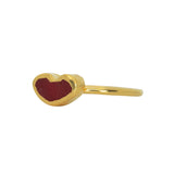 Red Sea Glass Heart Ring - Size Q