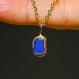 Blue Sea Glass Necklace - Gold Vermeil