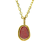 Red Sea Glass Necklace - Gold Vermeil