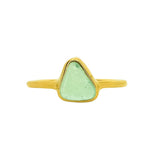 Green Sea Glass, Gold Vermeil - Size L