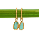 Green Sea Glass Hoops - Gold Vermeil