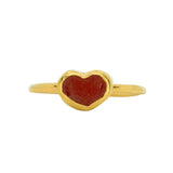 Red Sea Glass Heart, Gold Vermeil - Size J