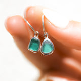 Green Sea Glass Hoops