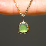Green Sea Glass Necklace - Gold Vermeil