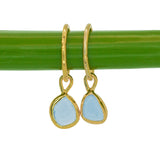 Purple/Blue Sea Glass Hoops - Gold Vermeil