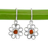 Red Sea Glass Flower Hoops