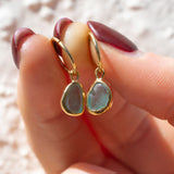 Green Sea Glass Hoops - Gold Vermeil