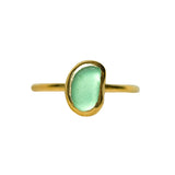 Green Sea Glass, Gold Vermeil - Size N