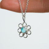 Blue Sea Glass Flower Necklace