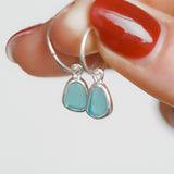 Blue Sea Glass Hoops