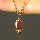 Red Sea Glass Necklace - Gold Vermeil