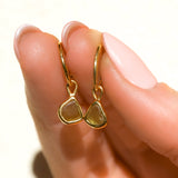Green Sea Glass Hoops - Gold Vermeil
