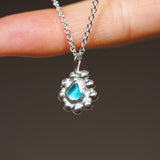 Blue Sea Glass Sun Necklace